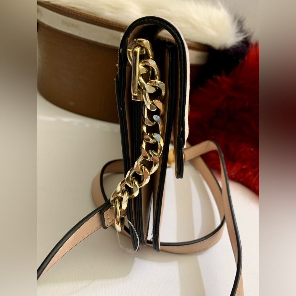 🍀 Topshop Bag Womens Leather Crossbody Shoulder Sling Clutch Gold Chain 🍀#TOP - Picture 3 of 16